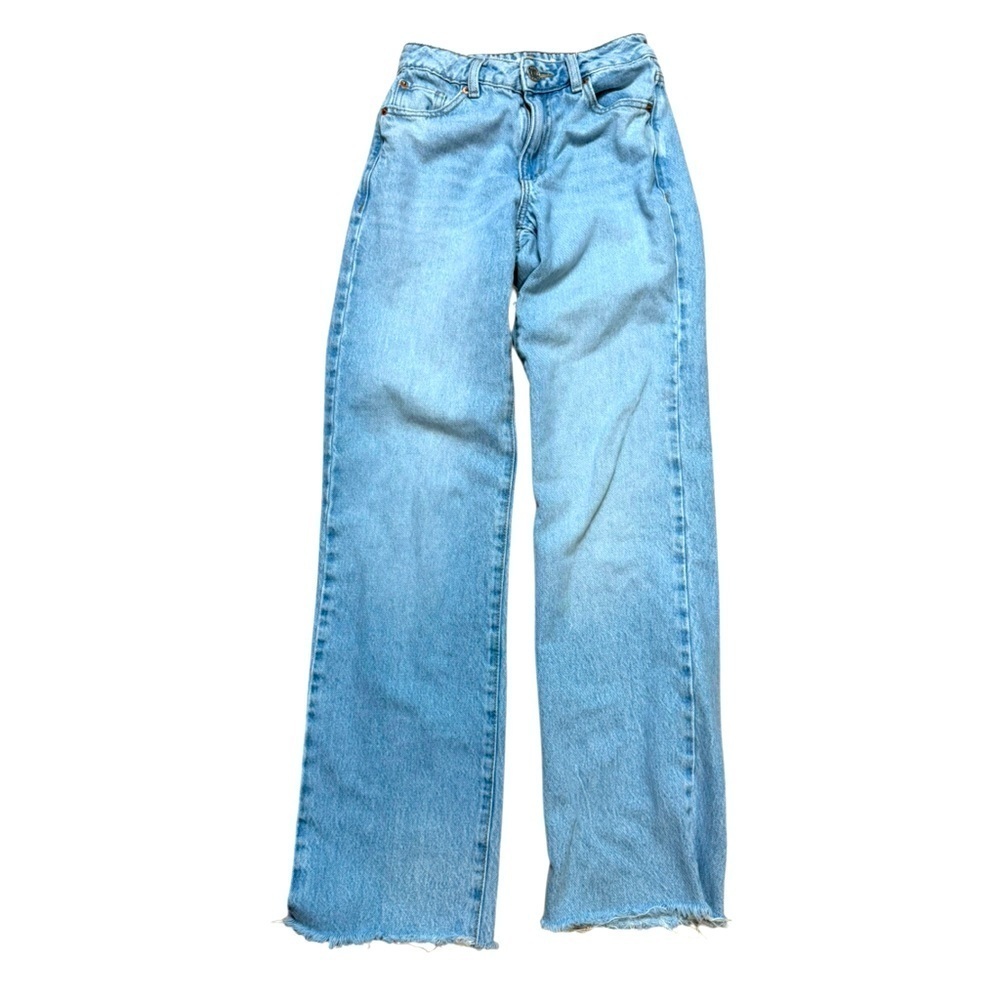 GARAGE DENIM 90s Straight Leg Light Wash Raw Hem Jeans Size 00/23 GUC